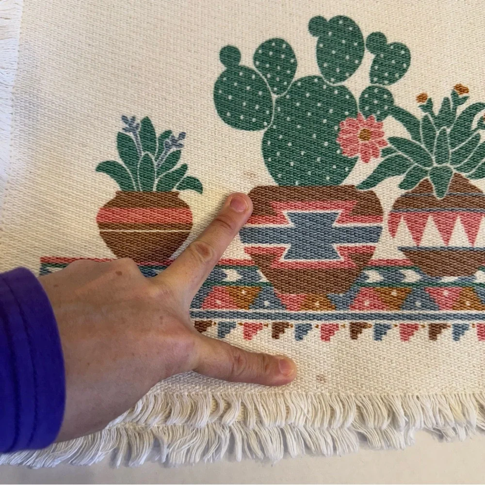 Cactus Southwest Style Set of 4  Table Placemats Plants Country Aztec Theme